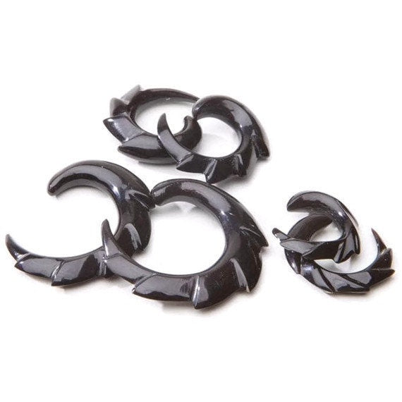 Carved Water Buffalo Horn Gauged Earrings – Organic Hangers