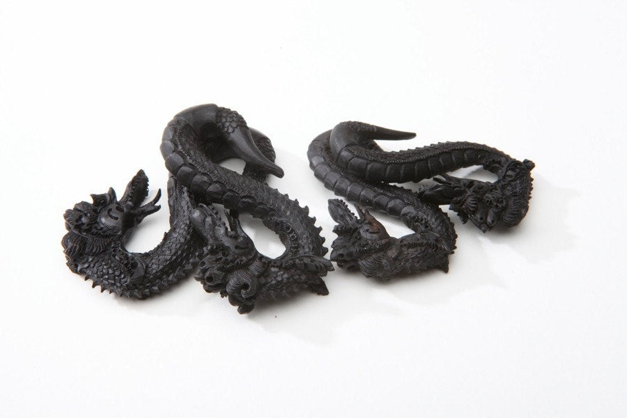 Limited Edition Ebony Wood Dragon Ear Gauges