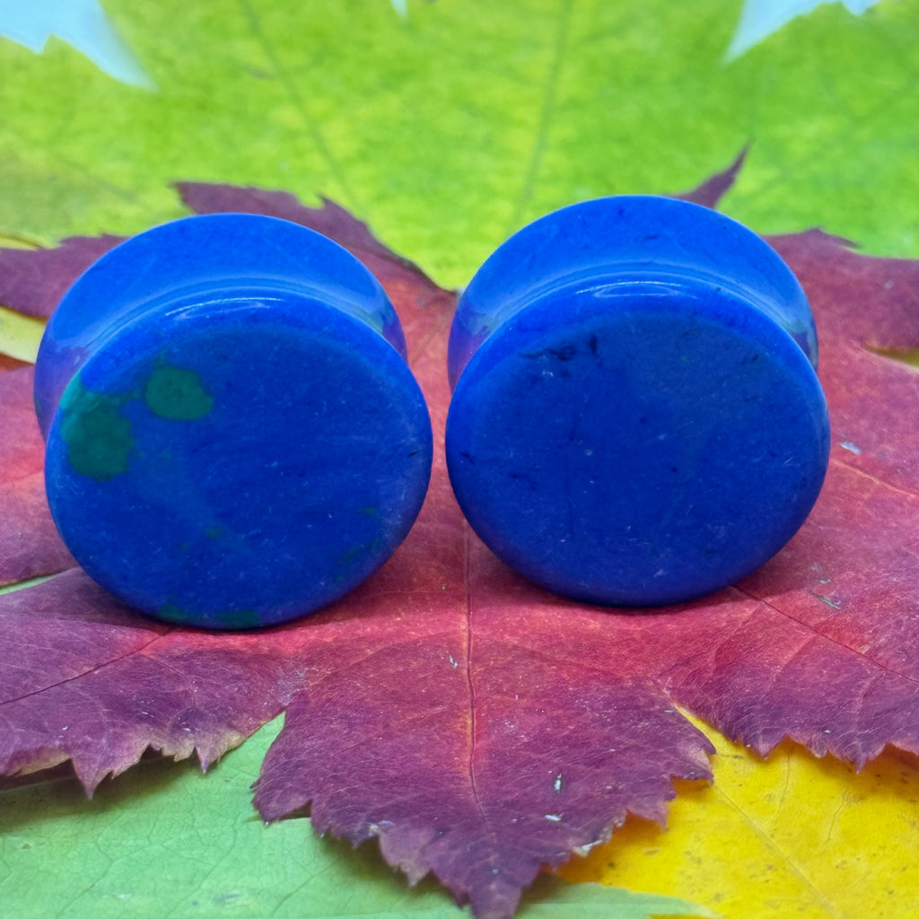 OOAK Azurite Stone Tunnels – 7/8" (22mm)