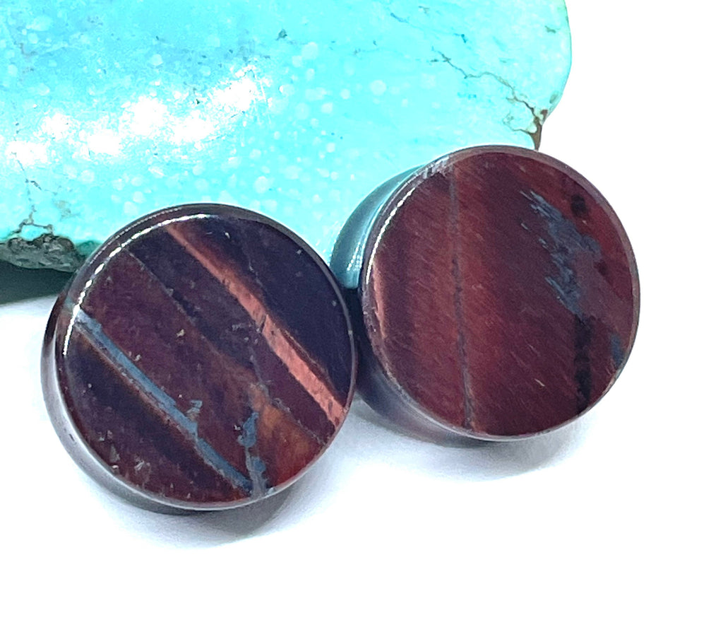 OOAK Red Tiger’s Eye Plugs – 7/8" (22mm)