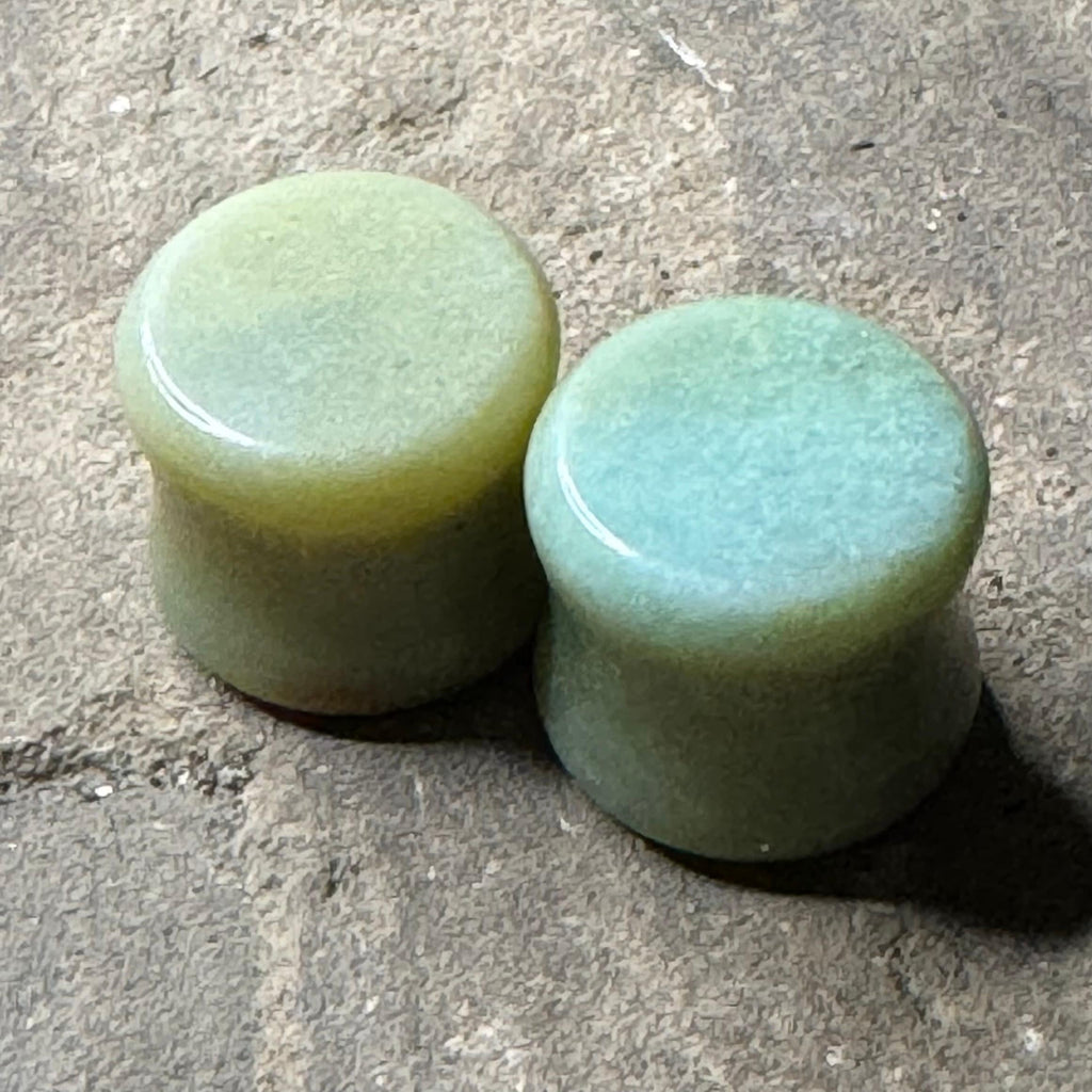 OOAK Amazonite Stone Plugs – 9/16" (14mm) Double Flared