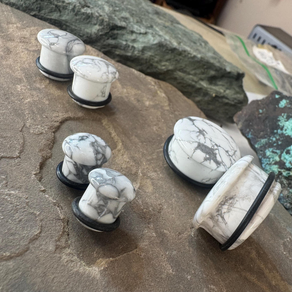 White Howlite Stone Plugs – Single Flared Gauges