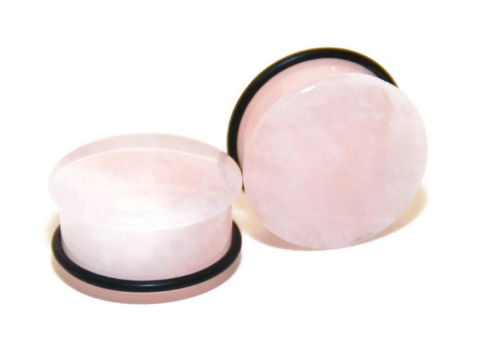 Rose Quartz Single Flared Stone Plugs – Pink Ear Gauges