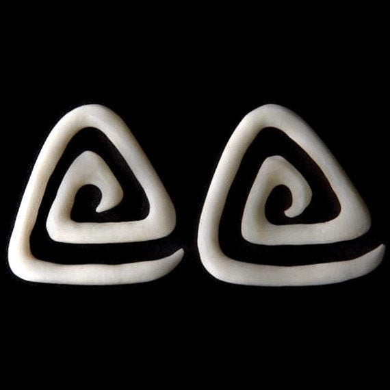 Bone Triangle Spiral Earrings – Gauged Hangers