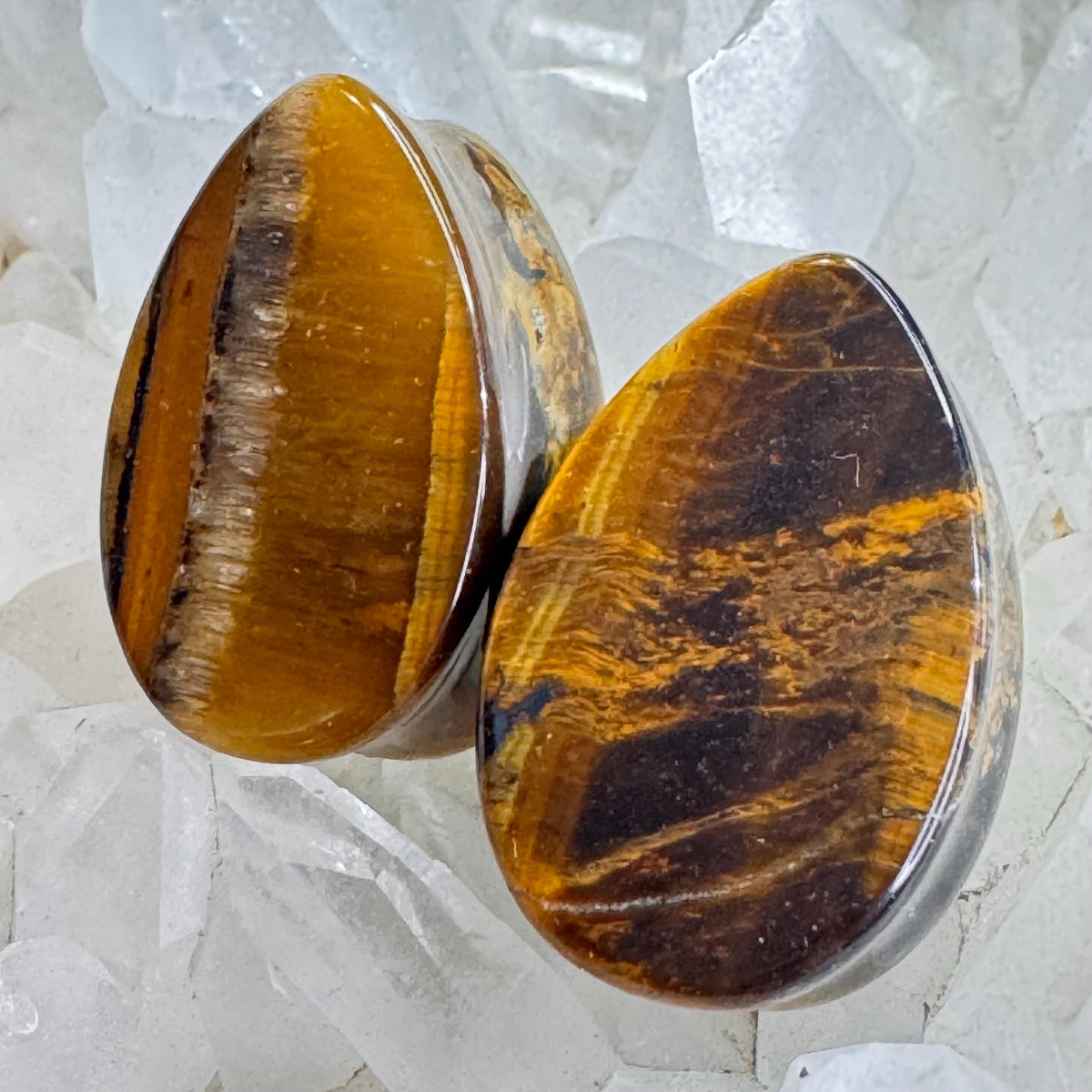 OOAK Brown Tiger’s Eye Teardrop Plugs – 7/8" (22mm)