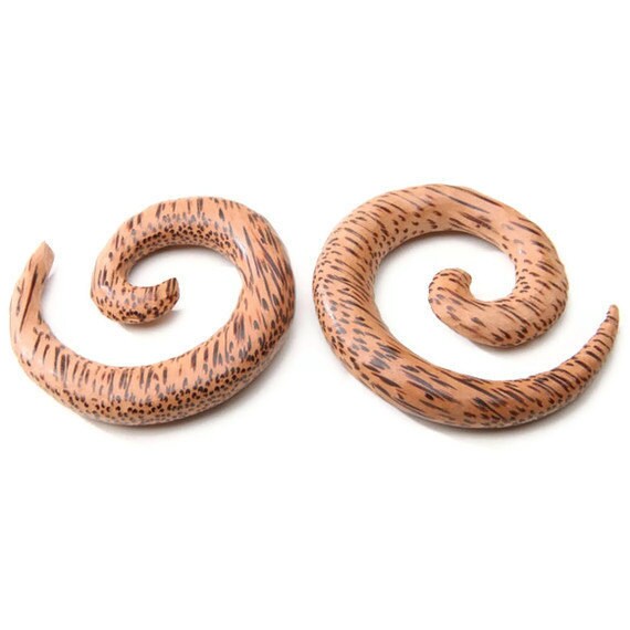Coconut Wood Spiral Earrings – Large Organic Gauges