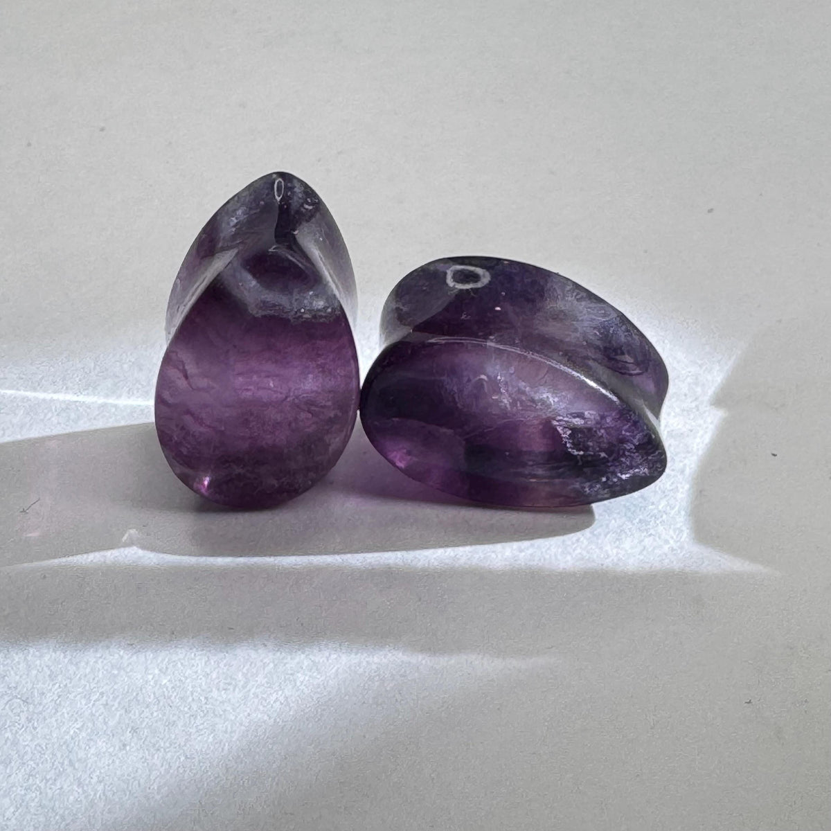 OOAK Fluorite Teardrop Plugs – 11/16" (17.5mm)