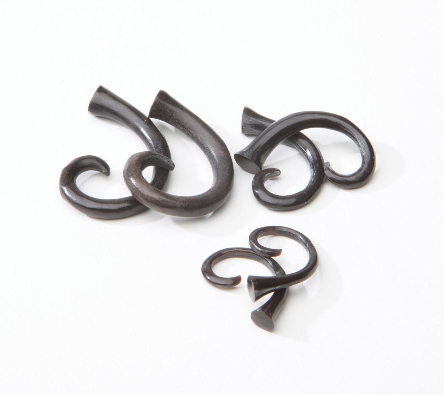 Hand-Carved Water Buffalo Horn Gauged Earrings