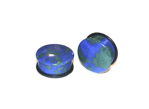 Blue Azurite Plugs – Single Flared Stone Gauges