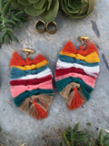 Multicolor Tassel Magnetic Clasp Gauged Earrings