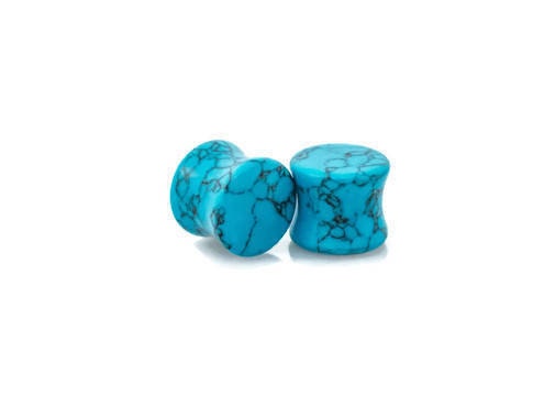 Turquoise Stone Plugs – Double Flared Ear Gauges