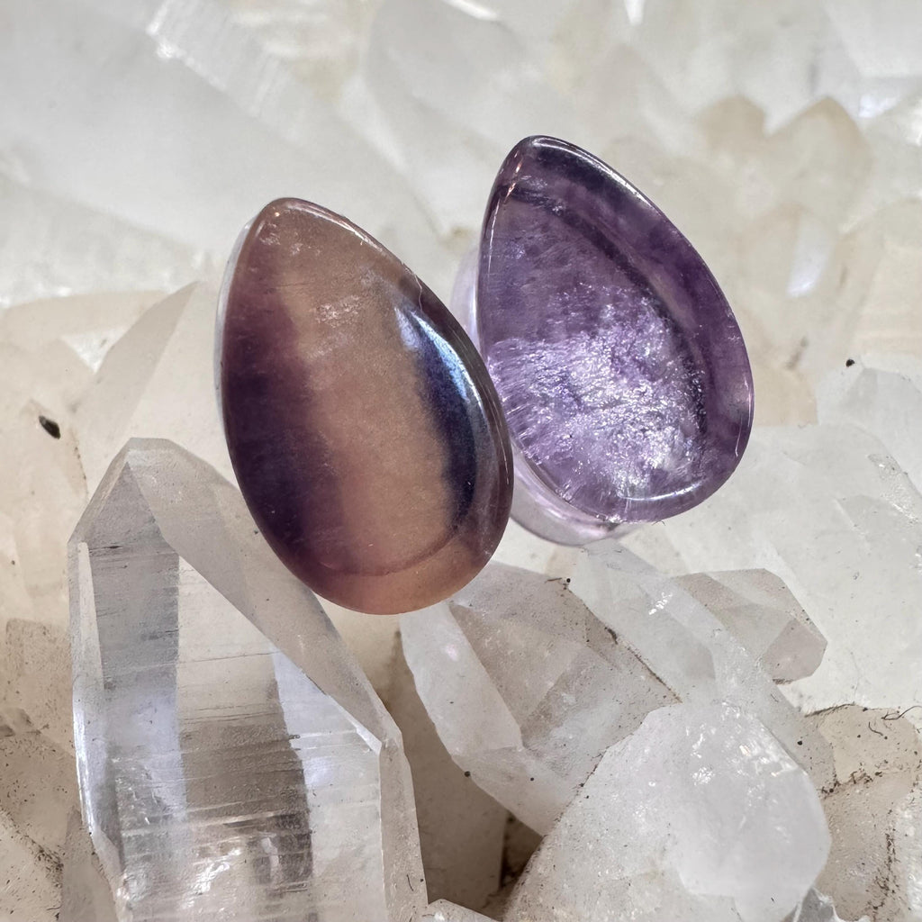 OOAK Purple Fluorite Teardrop Plugs – 7/16" (11mm)