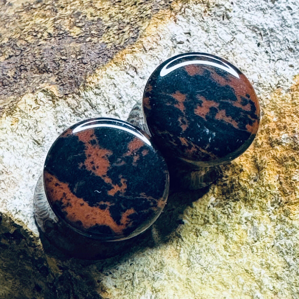 OOAK Mahogany Stone Plugs – 1/2" (13mm)