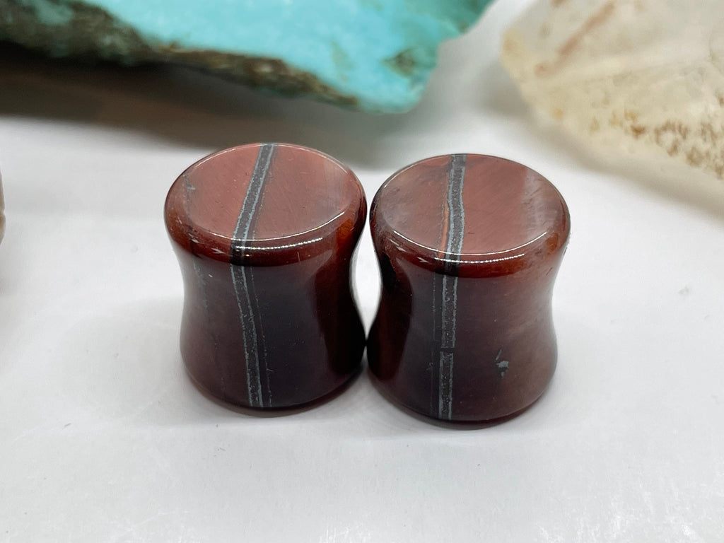 OOAK Red Tiger’s Eye Plugs – 7/16" (11mm)