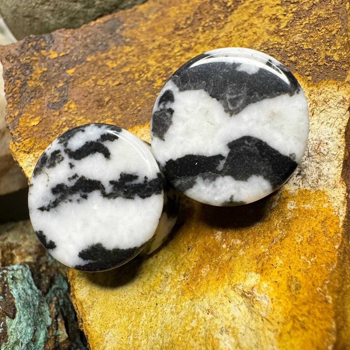 OOAK Zebra Jasper Stone Tunnels – 7/8" (22mm)