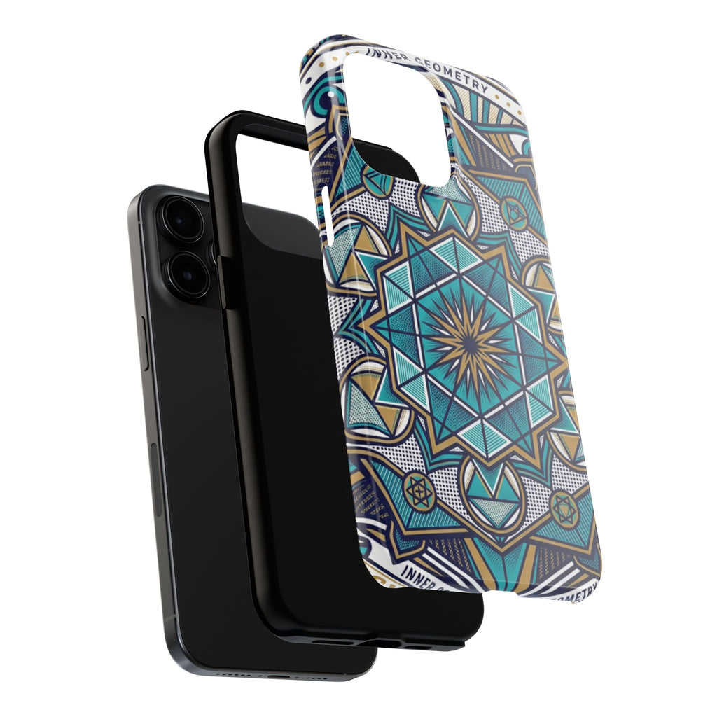 Tough Phone Case — Blue Geometric Mandala Protective Phone Cover