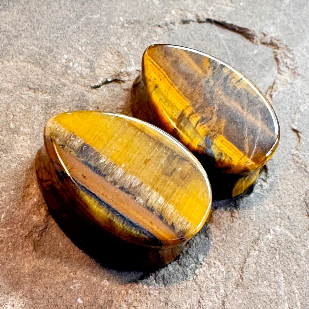 OOAK Brown Tiger’s Eye Teardrop Plugs – 7/8" (22mm)