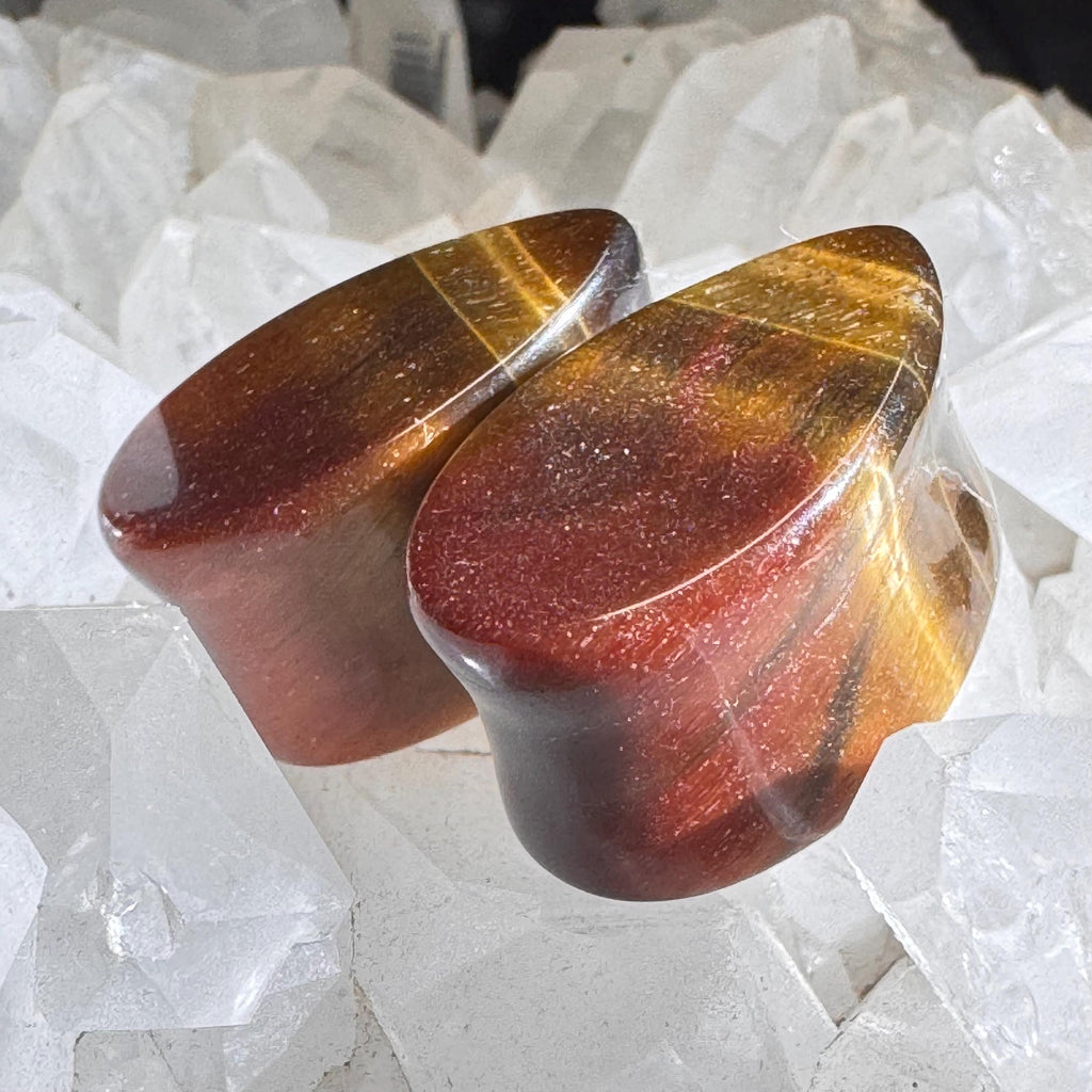 OOAK Brown & Red Tiger’s Eye Teardrop Plugs – 11/16" (17mm)