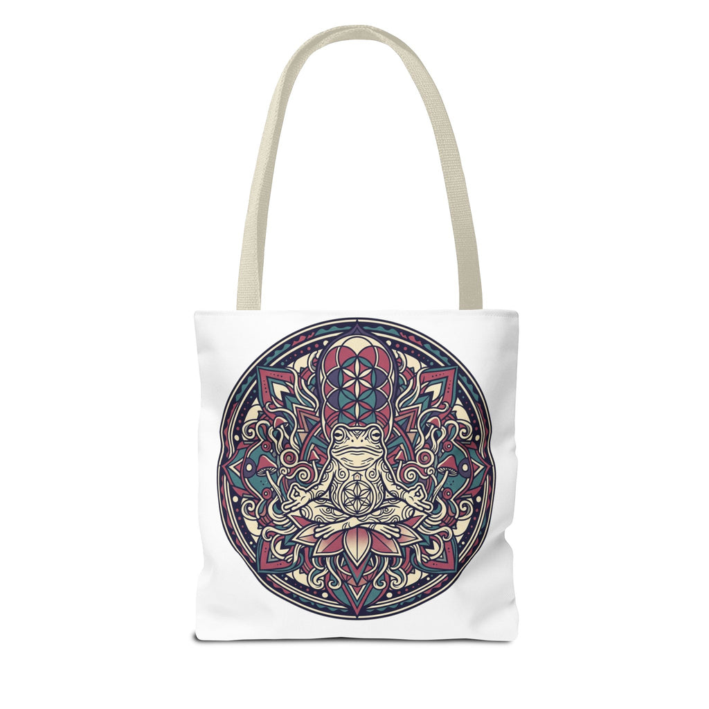 Meditating Cat Mandala Tote Bag — Boho Yoga, Spiritual Gift