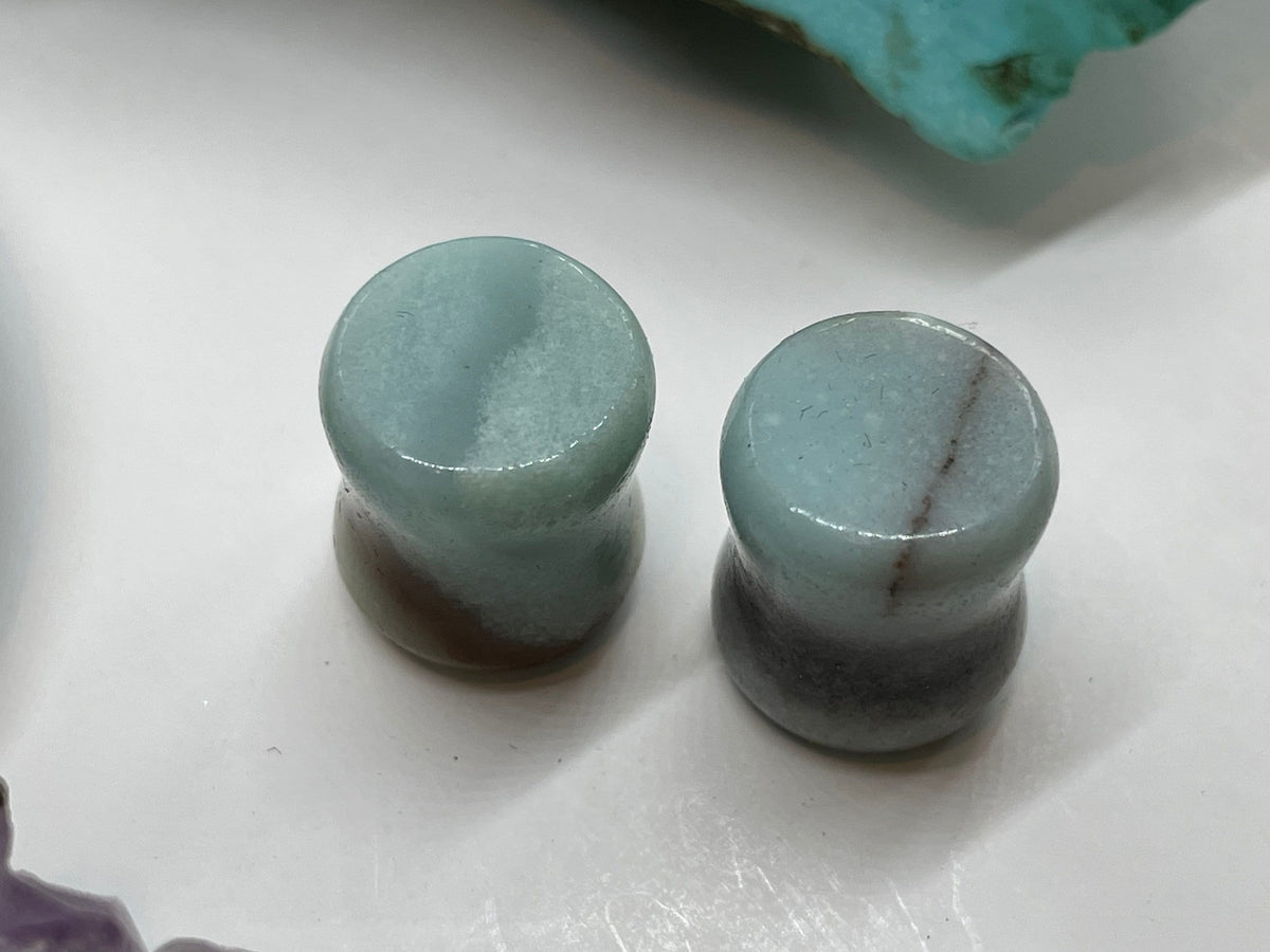 OOAK Amazonite Stone Plugs – 7/16" (11mm)