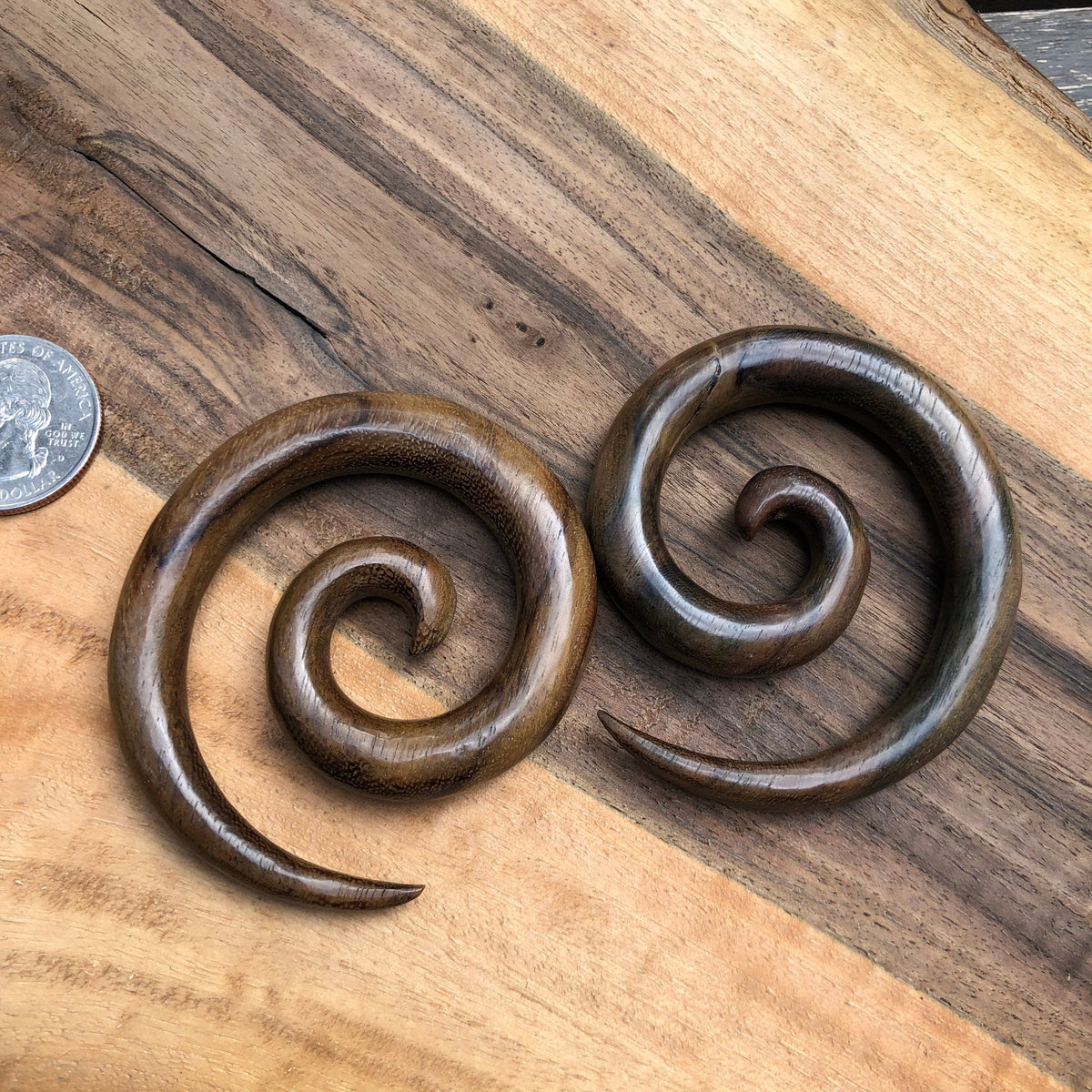 Sono Wood Spiral Ear Gauges – Organic Wood Earrings
