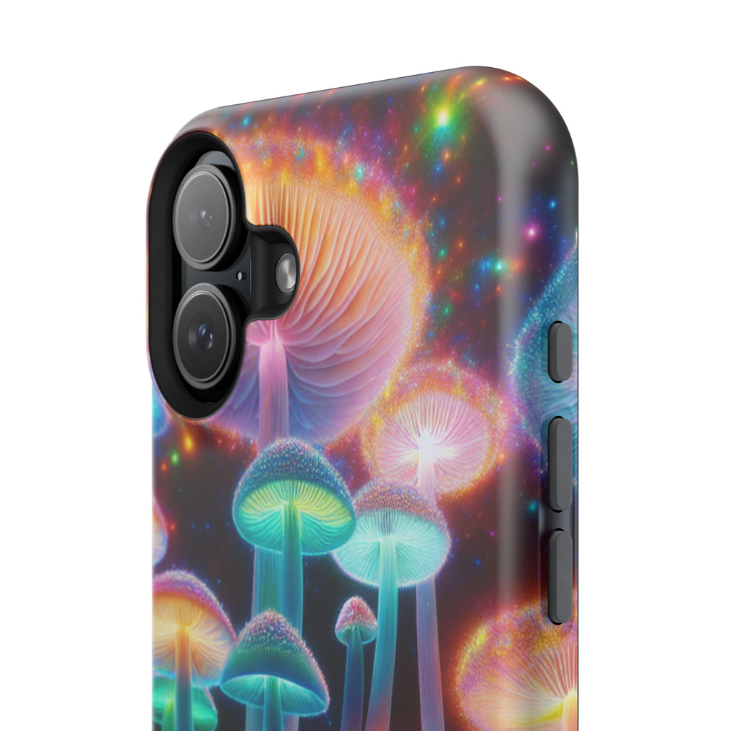 Psychedelic Neon Mushroom Phone Case — Protective Cosmic Art iPhone Cover