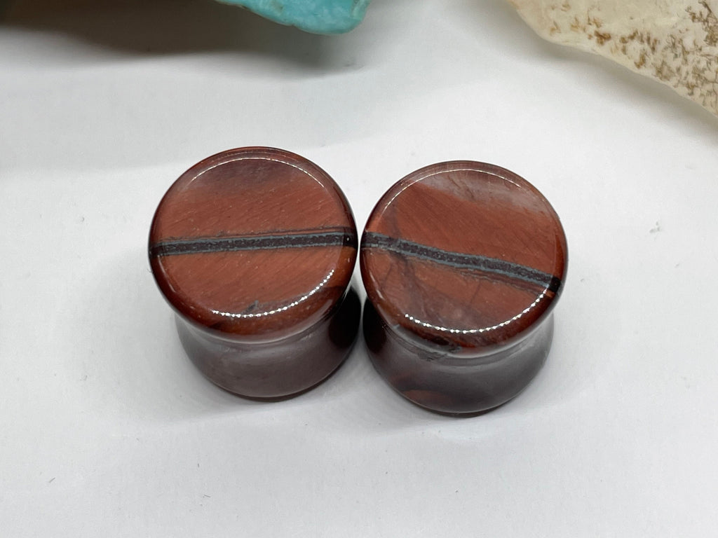 OOAK Red Tiger’s Eye Plugs – 7/16" (11mm)