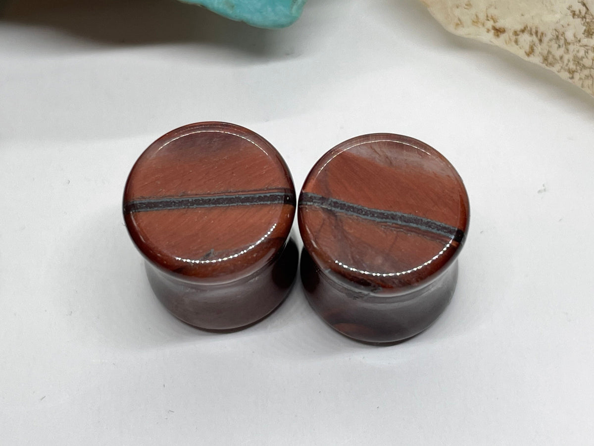 OOAK Red Tiger’s Eye Plugs – 7/16" (11mm)