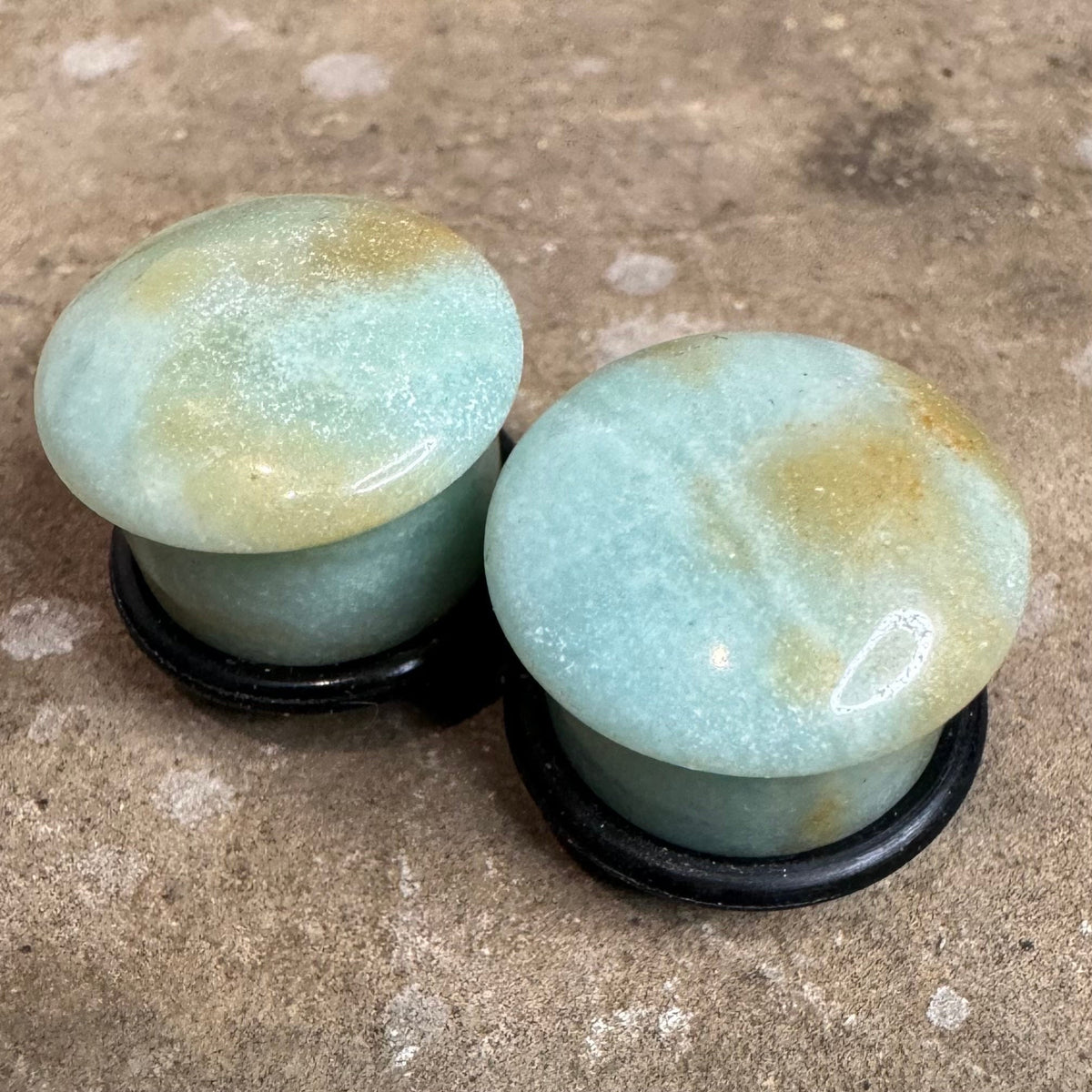 OOAK Amazonite Plugs – 9/16" (14mm) Single Flared