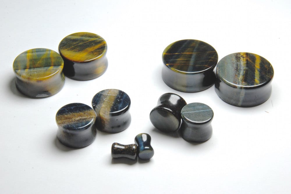 Blue Tiger's Eye Plugs – Double Flared Stone Gauges