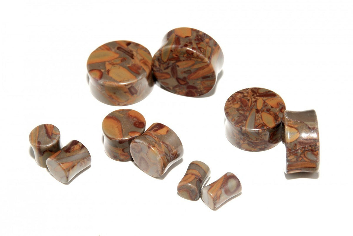 Bamboo Jasper Plugs – Double Flared Earth-Tone Gauges