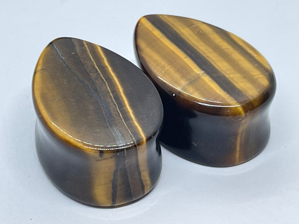 OOAK Brown Tiger’s Eye Teardrop Plugs – 7/8" (22mm)