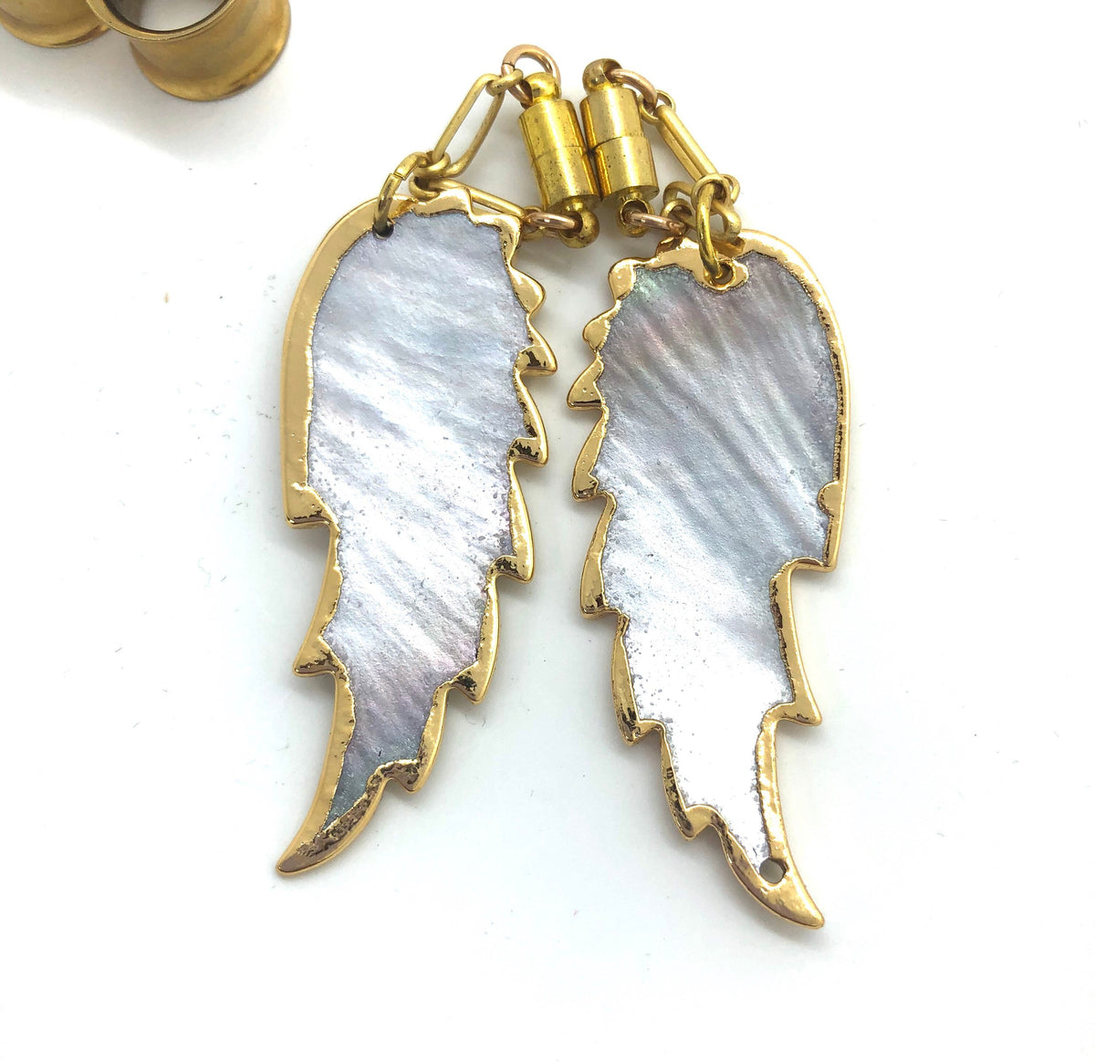 Black Mother-of-Pearl Angel Wing Magnetic Earrings