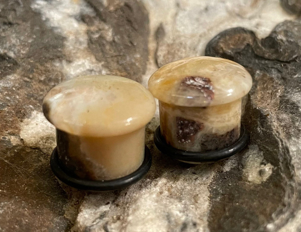OOAK Brown Amazonite Plugs – 9/16" (14mm) Single Flared