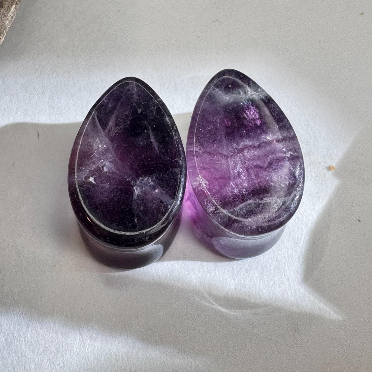 OOAK Fluorite Teardrop Plugs – 11/16" (17.5mm)