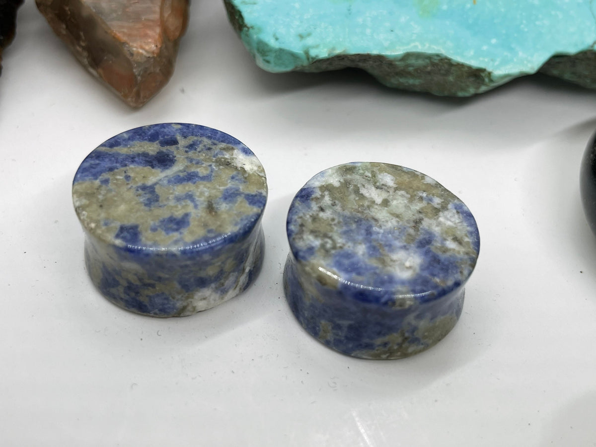 OOAK Sodalite Stone Plugs – 7/8" (22mm)