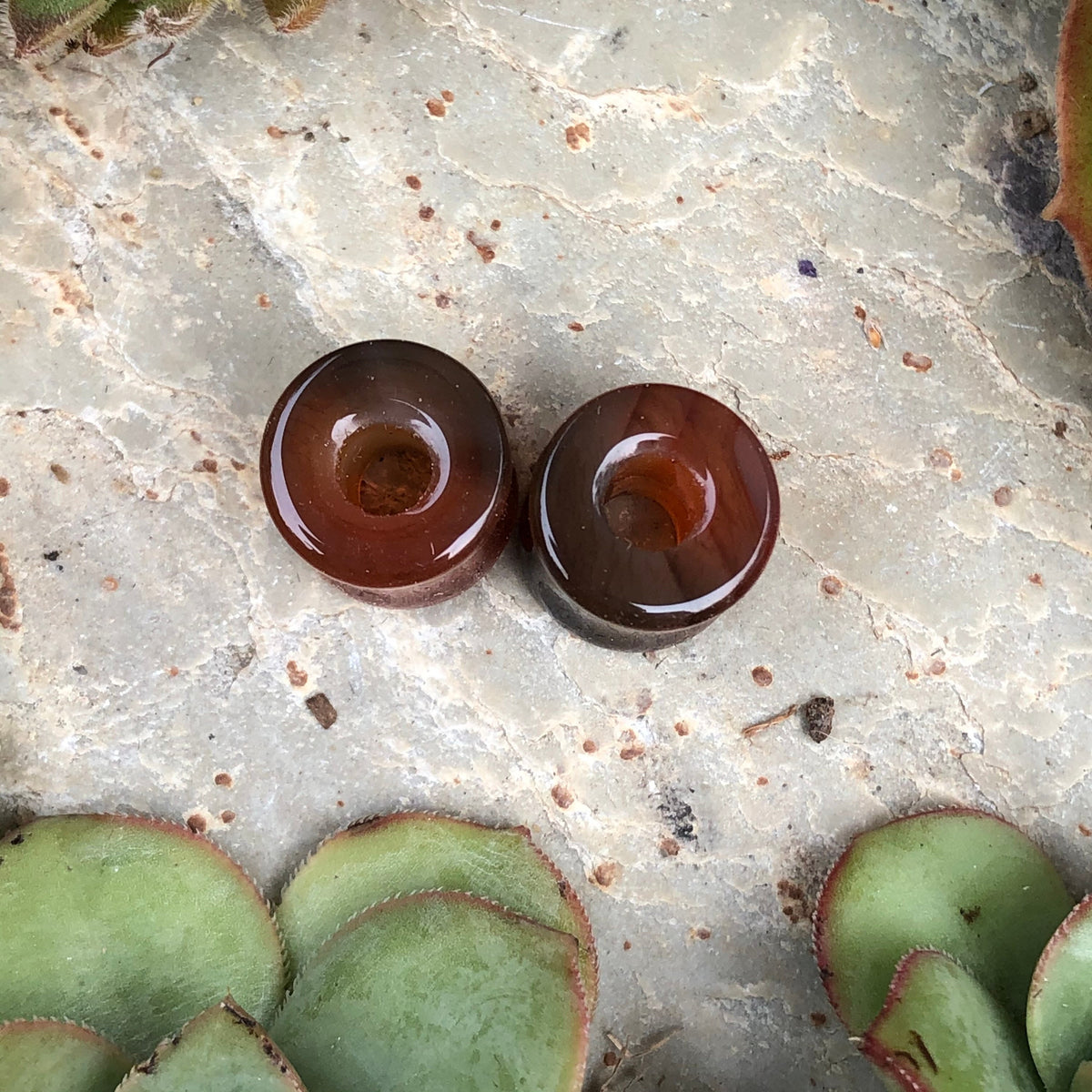 OOAK Red Agate Stone Tunnels – 7/16" (11mm)