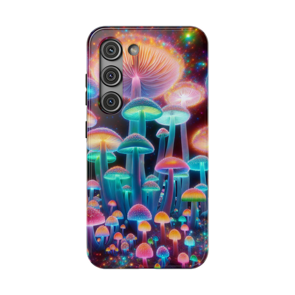 Psychedelic Neon Mushroom Phone Case — Protective Cosmic Art iPhone Cover