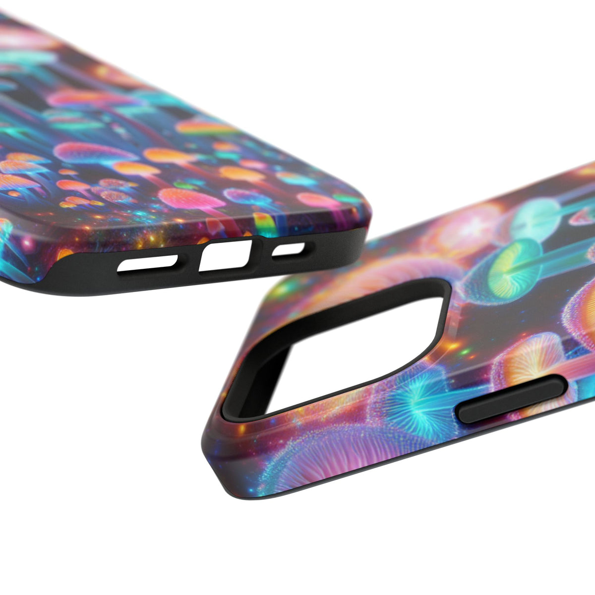 Psychedelic Neon Mushroom Phone Case — Protective Cosmic Art iPhone Cover