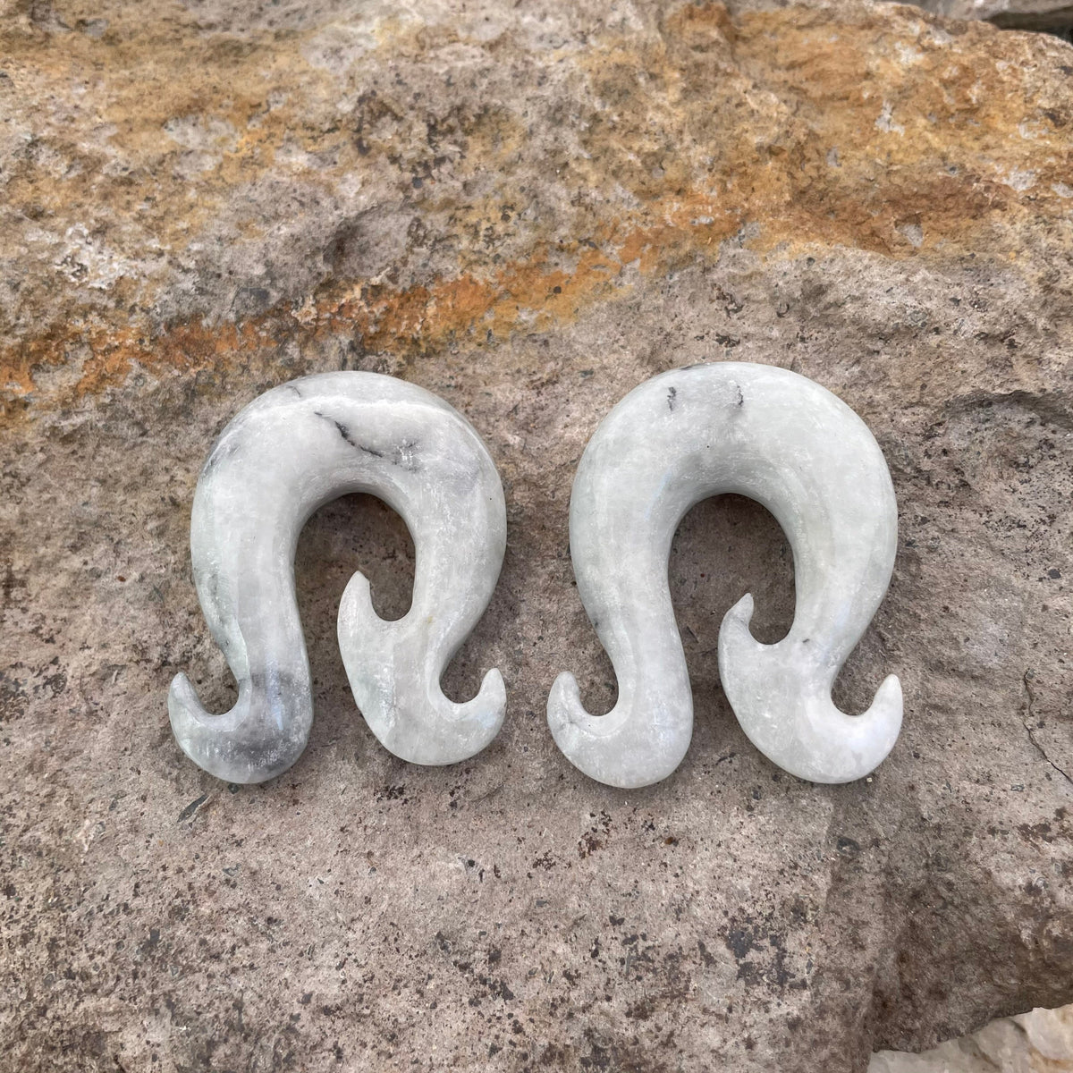 OOAK Jadeite Wave Hook Earrings – 1/2" (13mm)