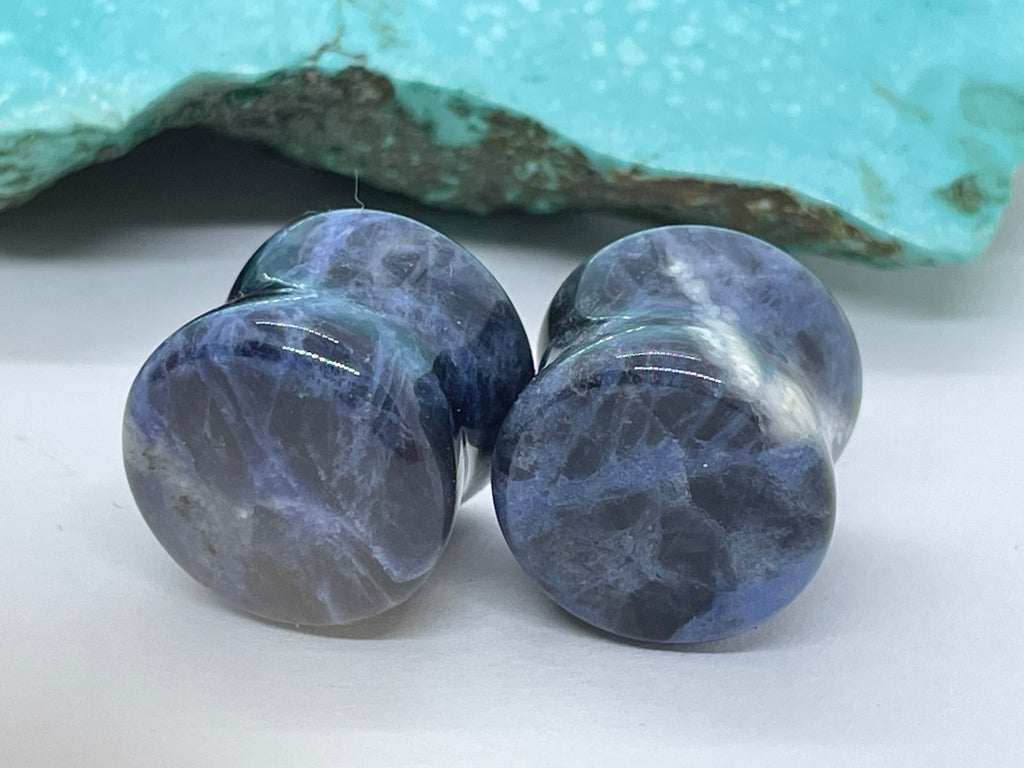 OOAK Sodalite Stone Plugs – 9/16" (14mm)