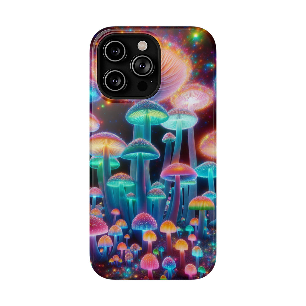 Psychedelic Neon Mushroom Phone Case — Protective Cosmic Art iPhone Cover
