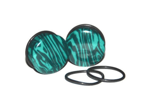 Synthetic Malachite Plugs – Single Flared Gauges