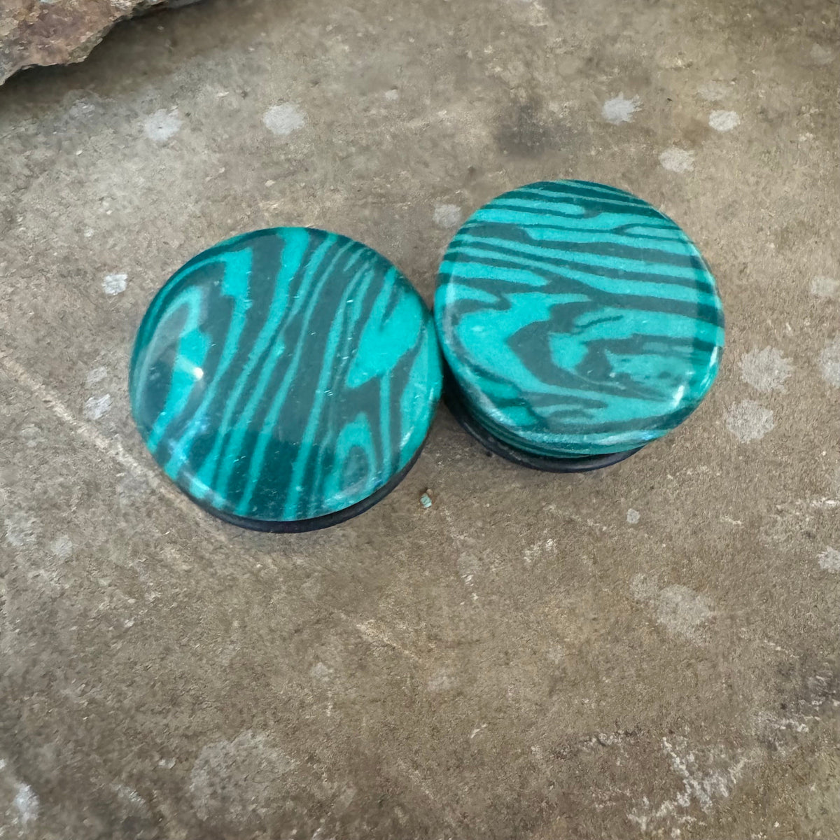 OOAK Malachite Stone Plugs – 7/8" (22mm)