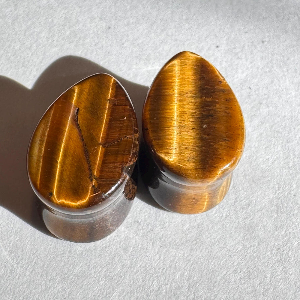 OOAK Tiger’s Eye Teardrop Plugs – 1/2" (13mm)