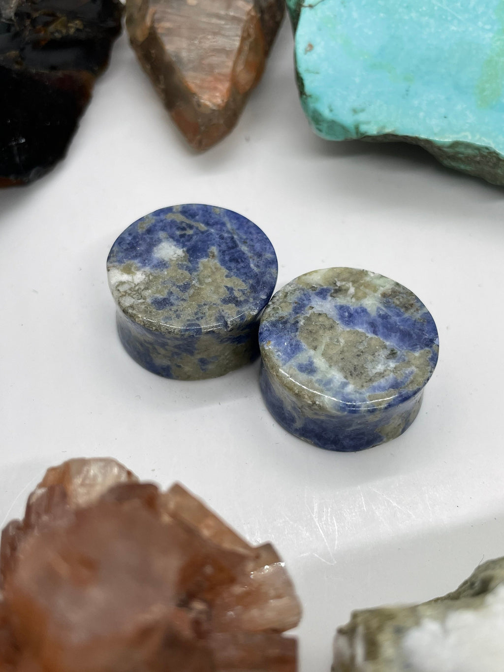 OOAK Sodalite Stone Plugs – 7/8" (22mm)