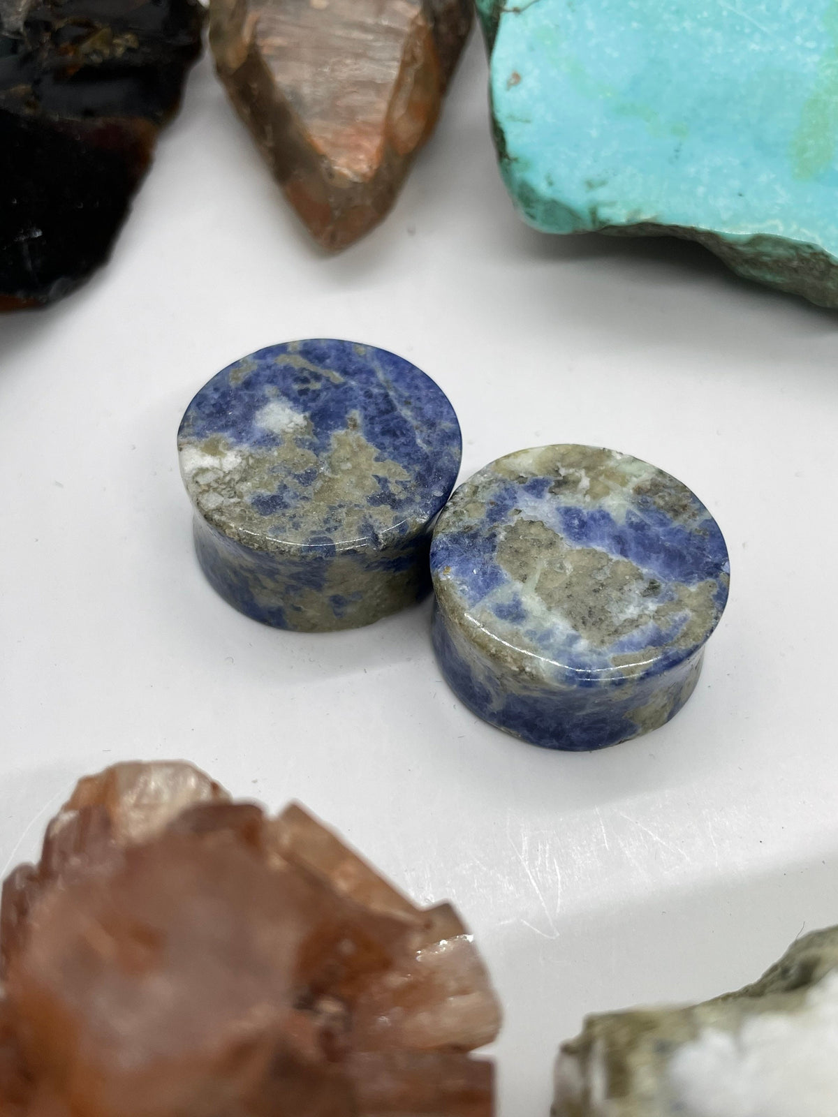 OOAK Sodalite Stone Plugs – 7/8" (22mm)