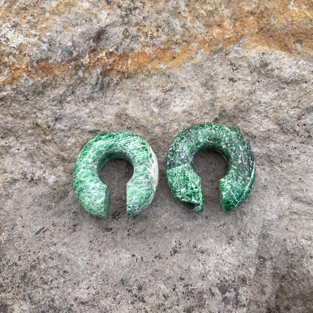 OOAK Green Marble Donut Ear Hangers – 00g (9.5mm)