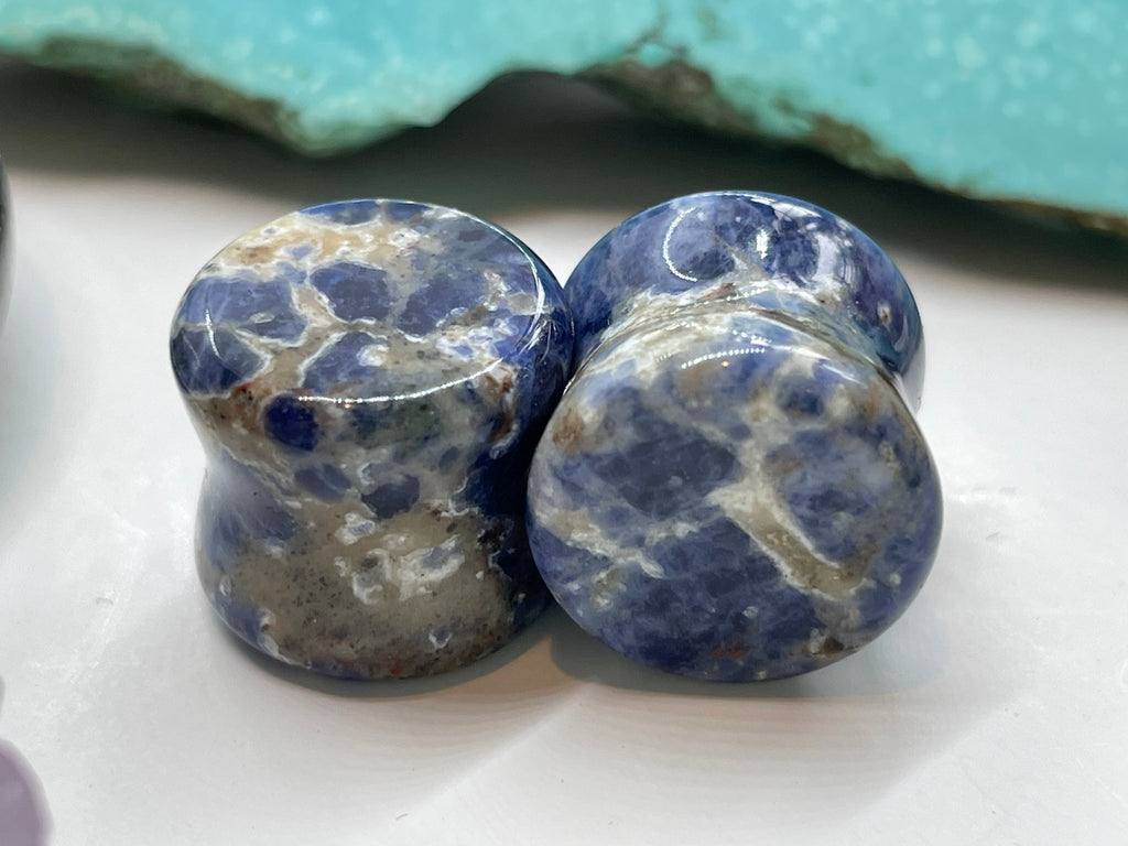 OOAK White-Inclusion Sodalite Plugs – 9/16" (14mm)