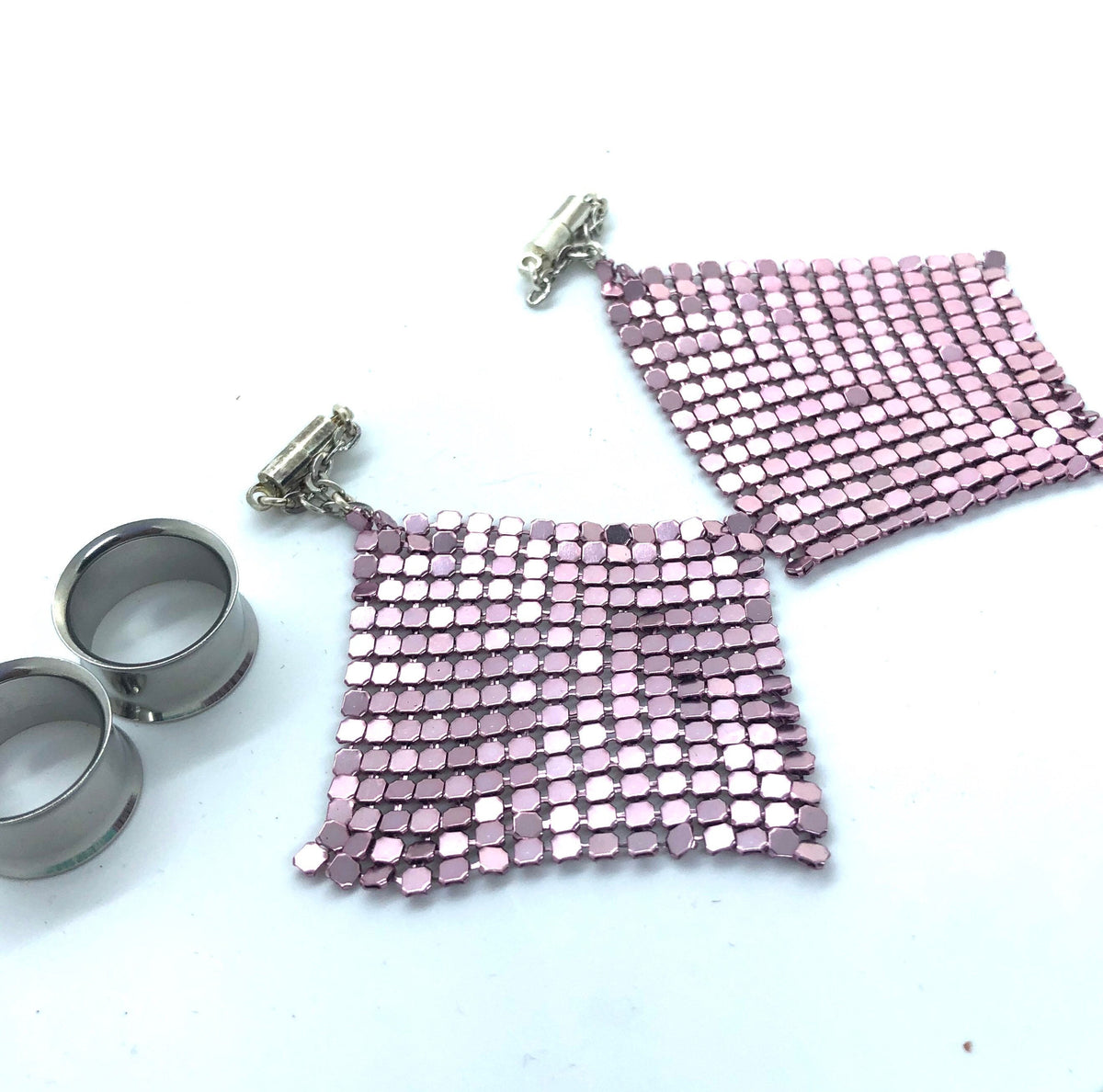 Pink Magnetic Clasp Gauged Earrings – Tunnel Hangers